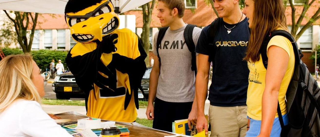 Student at Career Fair with Herky