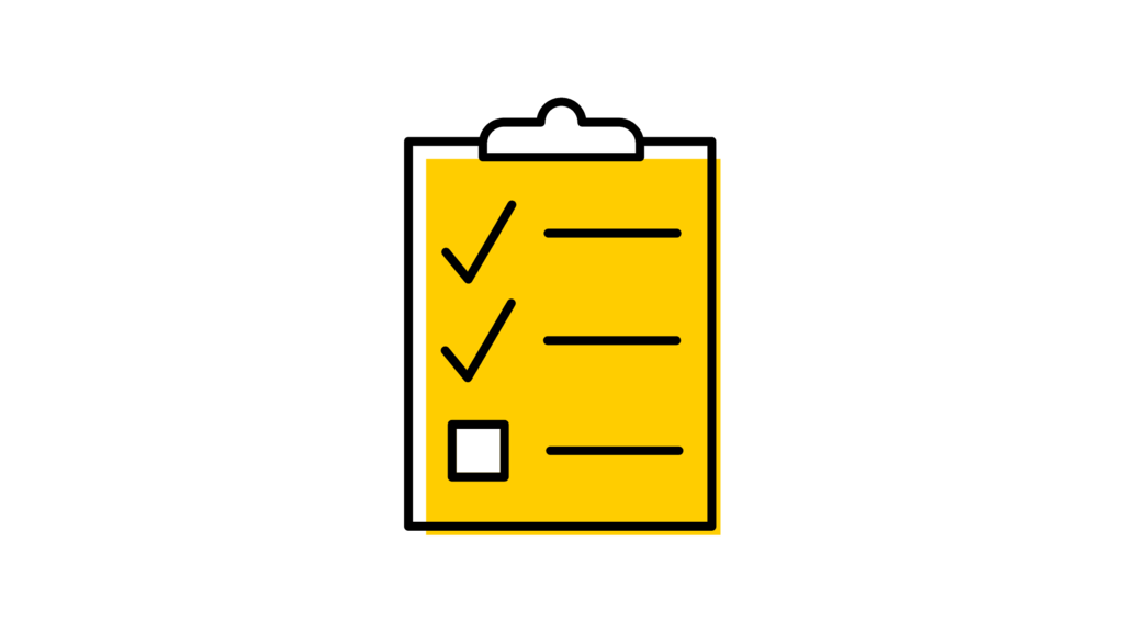 Illustration of a checklist on a clipboard.